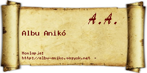 Albu Anikó névjegykártya